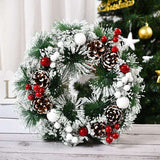 Christmas Artificial Pinecone Red Berries Wreath Front Door Window Decoration - Minihomy