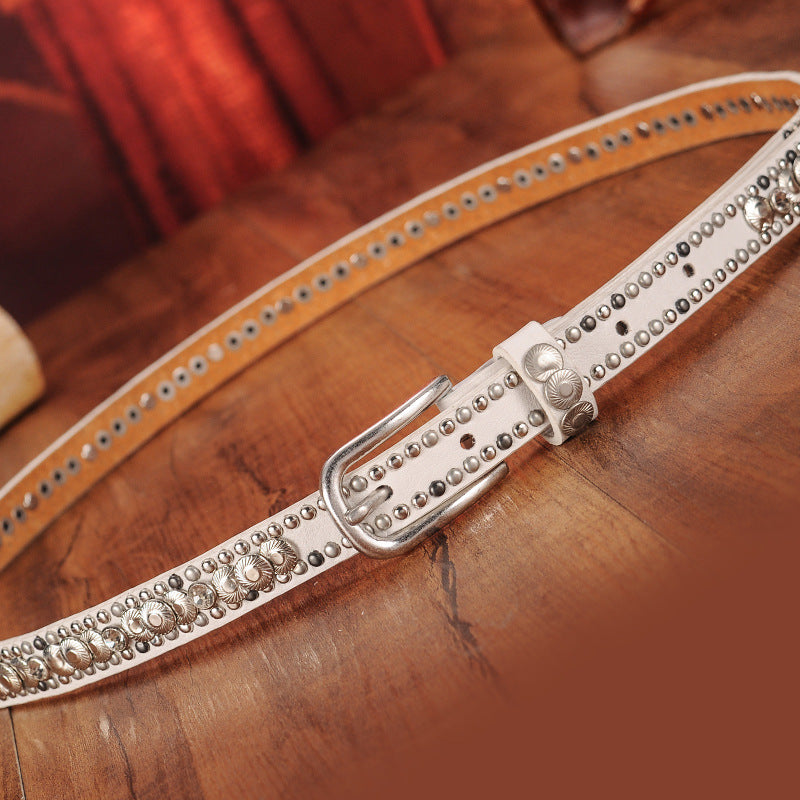 Women's Studded Rhinestone Stud Belt - Minihomy