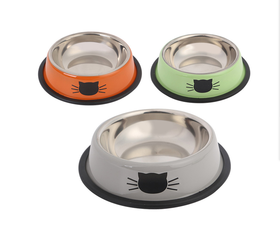 Color stainless steel pet cat bowl - Minihomy