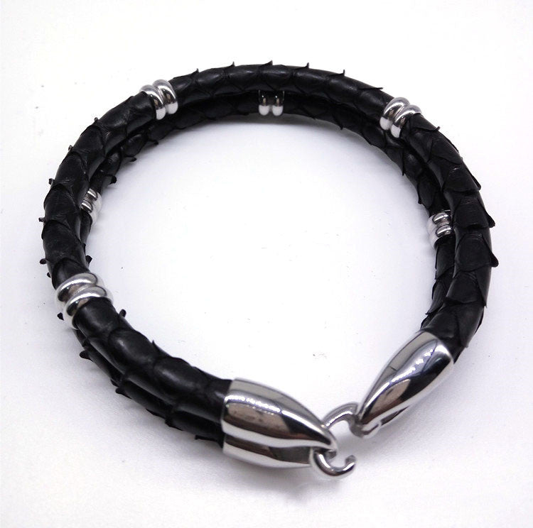 Handmade Snakeskin Bracelet Stainless Steel Jewelry - Minihomy