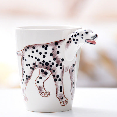 Festival gift Ceramic coffee milk tea mug 3D animal shape Hand painted Cow cup - Minihomy