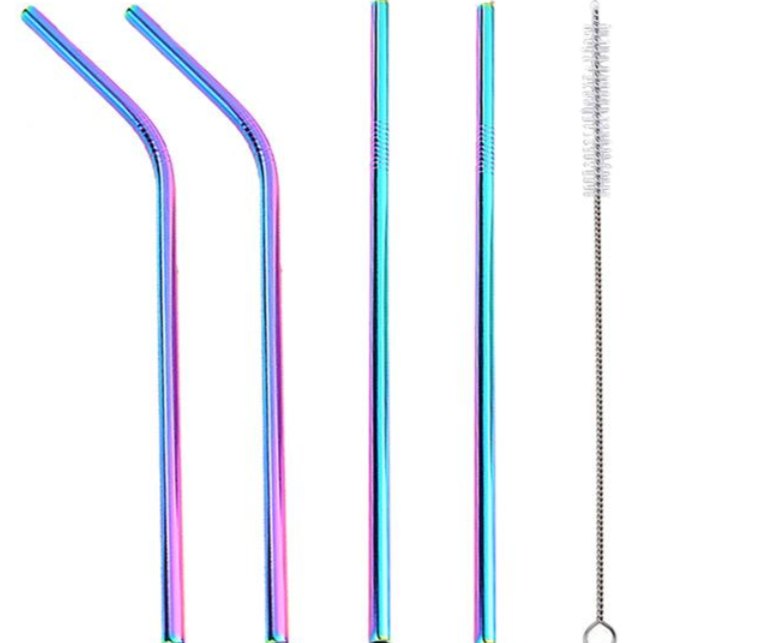 Colourful Reusable Stainless Steel Straws - Minihomy