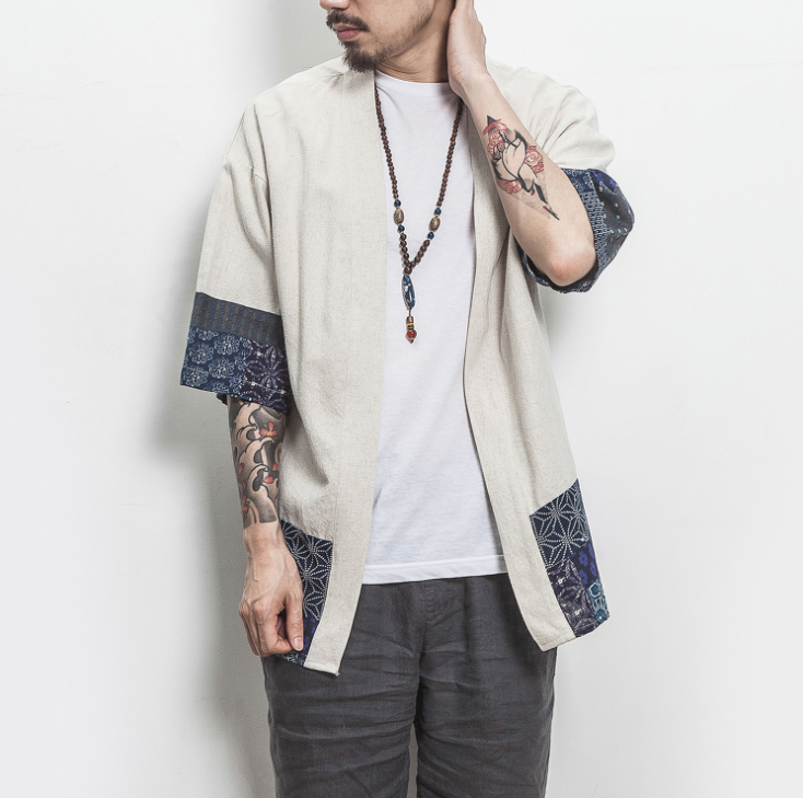 Retro Ethnic Style Improved Suit Men's Loose Cotton Cardigan Jacket Cloak Shirt