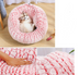 Pet Bed Soft Non-Slip Plush Kennel Round Cat Dog Nest Cushion - Minihomy