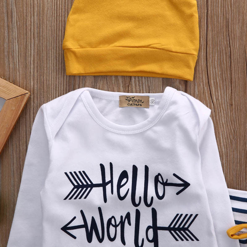 3pcs set Newborn Baby Clothes Long Sleeve Striped Clothing - Minihomy