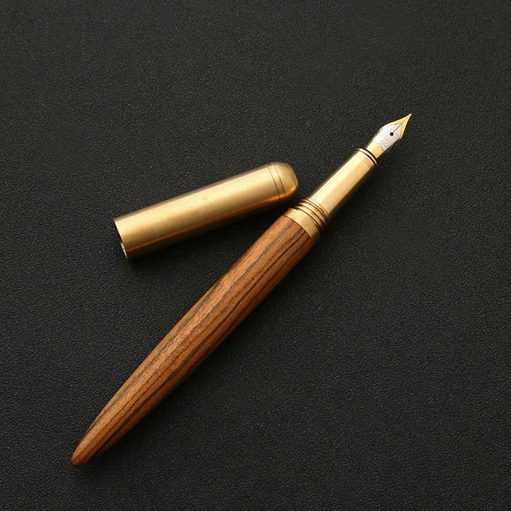 Wood Fountain Pen 0.7mm Fine Nib Calligraphy Pens Writing Metal Wooden