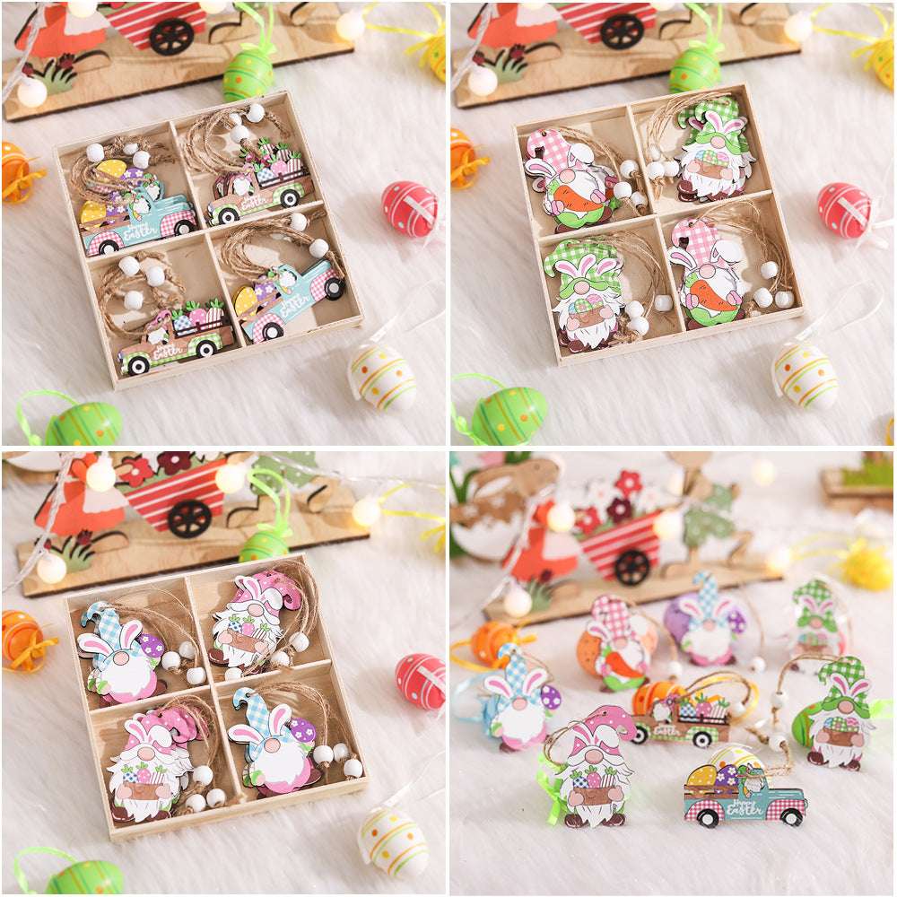 Easter Decorations Wooden Rabbit Car Charm - Minihomy