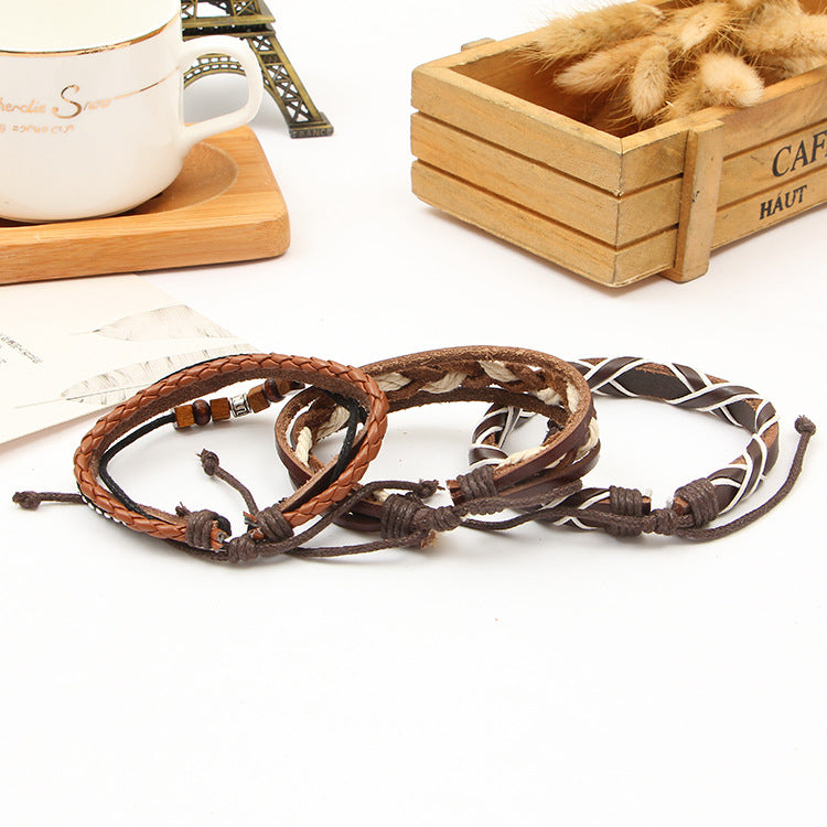 First Layer Cowhide Braided Bracelet Exotic Handmade Woven Multi-layer - Minihomy