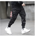 Men Black Hip Hop Cargo Pants Elastic Waist Jogger Trousers - Minihomy