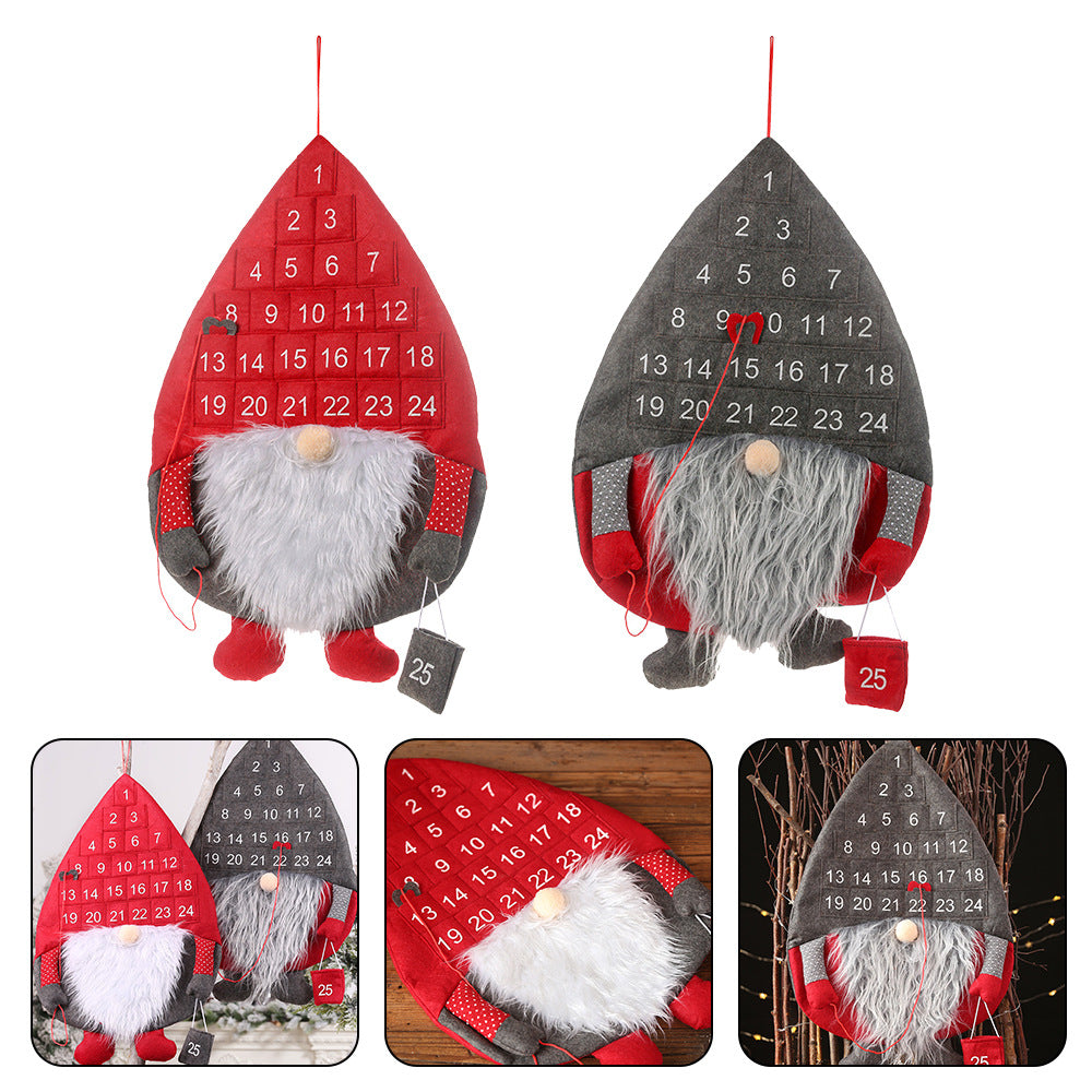 Christmas Advent Calendar Santa Claus Faceless Doll Hanging Christmas Decor Door Wall Window Party Supply - Minihomy