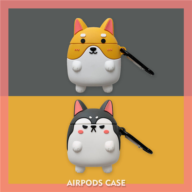 3D Cartoon Cute Shiba Inu Dog Earphone Silicone Case - Minihomy