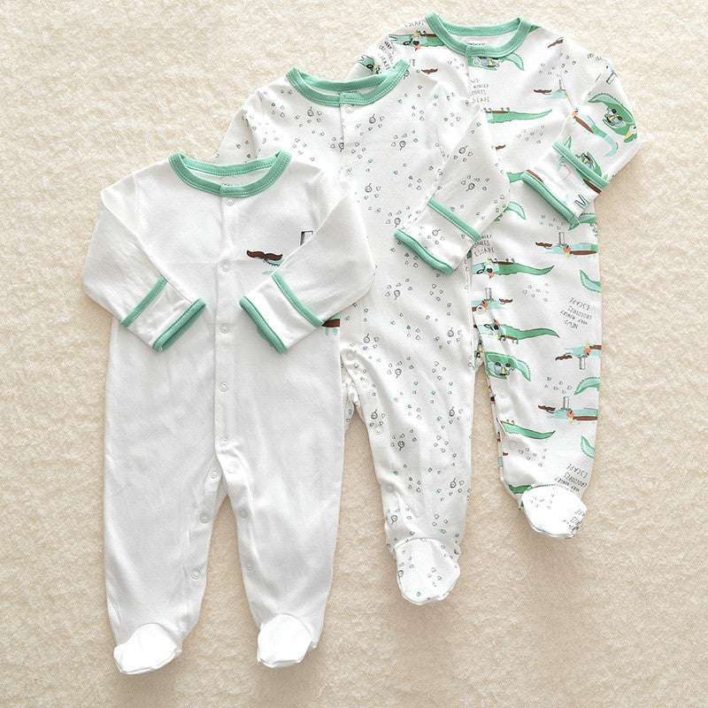 3pcs Flower Sleepsuit Baby Girl Pajamas Newborn Boy Clothes - Minihomy