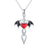 Bat Cross Pendant Necklace With Rosy Crystal Jewelry Gift For Women - Minihomy