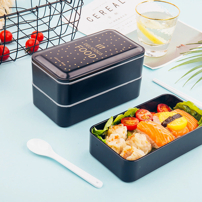 Black double-decker lunch box - Minihomy