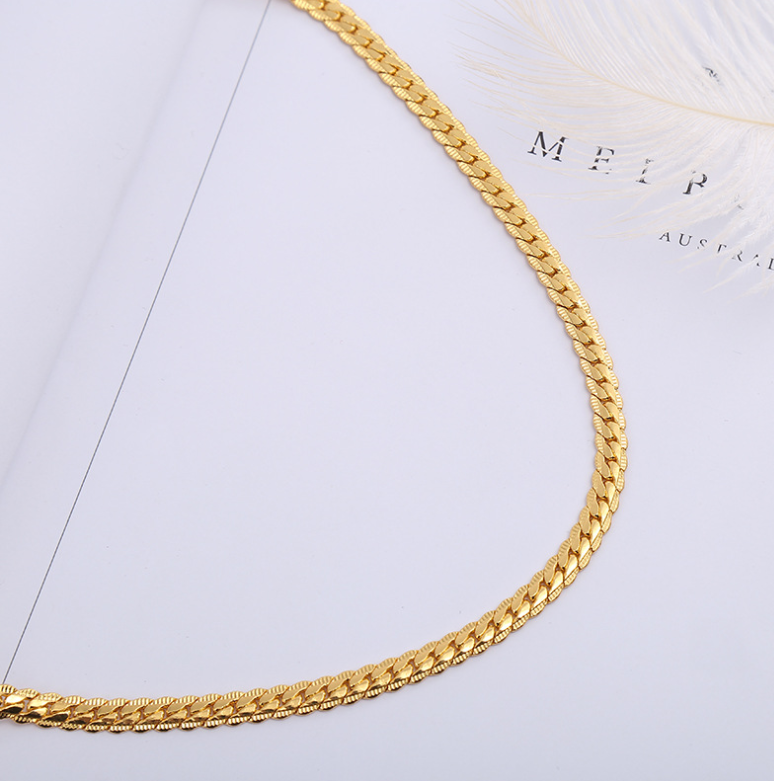 Men Necklace Gold Tone Snake Chain - Minihomy