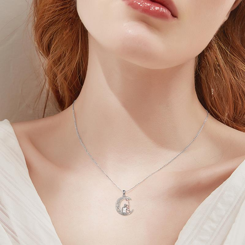 Celtic Moon Pendant Necklace Gifts for Girlfriend Sterling Silver - Minihomy