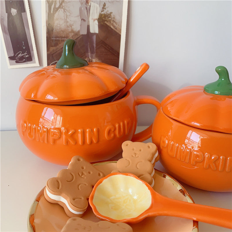 Ceramic Breakfast Couple Pumpkin Cups - Minihomy