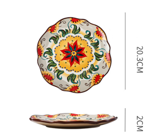 Underglaze Ceramic Tableware Bohemian Household Dishes