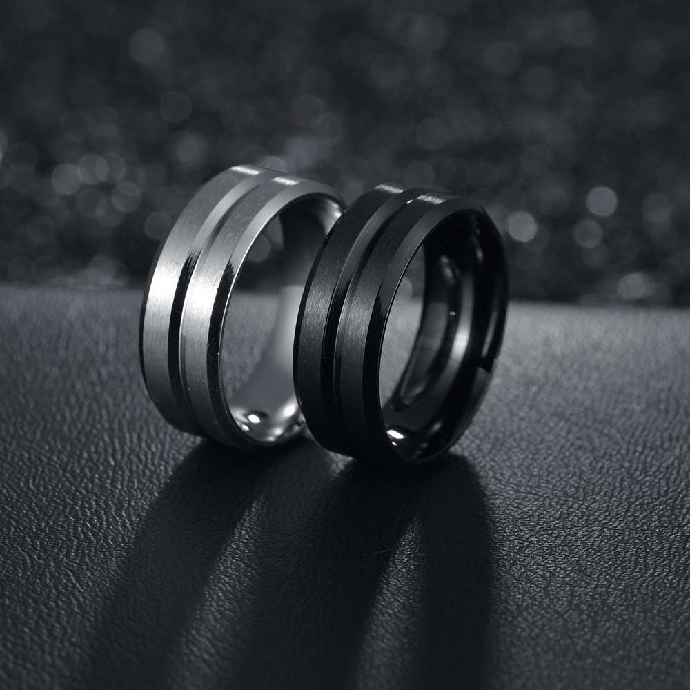 Men's Stainless Steel Fluted Frosted Ring - Minihomy