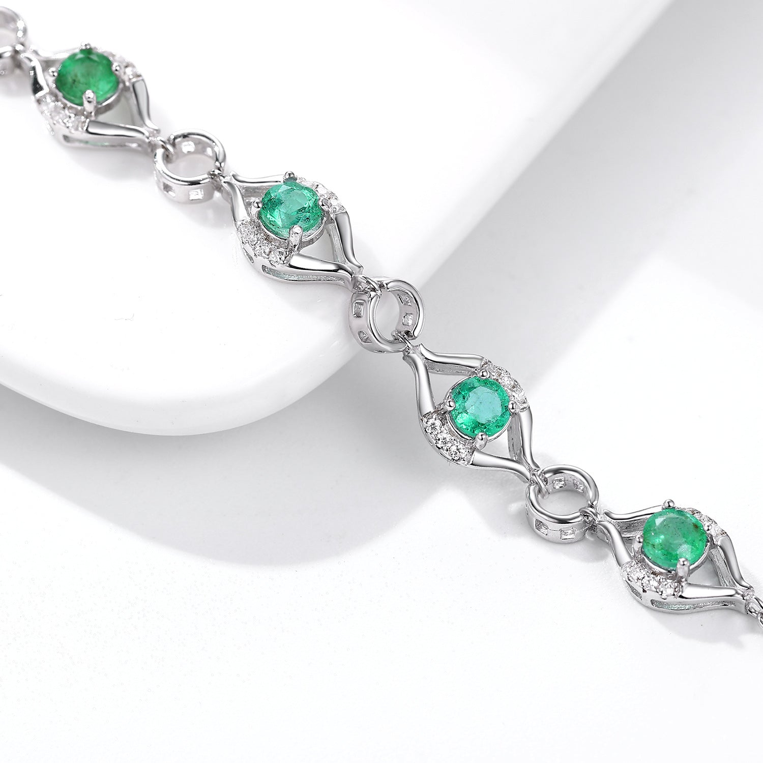 Natural Emerald Bracelet Female S925 Silver Set Gem Jewelry - Minihomy