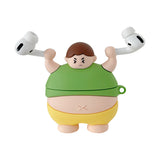 3D Cute Little Fat Man Lifting Weights Soft Silicon Case For AirPods - Minihomy