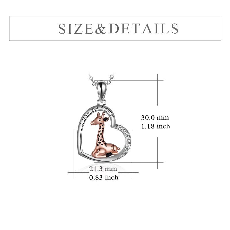 Sterling Silver Giraffe Pendant Necklace Jewelry for Women