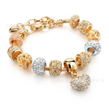 Gold Snake Chain Crystal Heart Bracelet - Minihomy