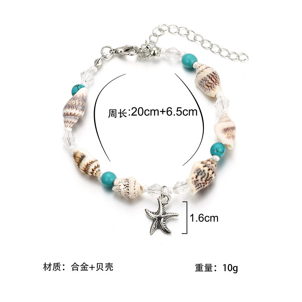 European And American Style Beach Starfish Shell Anklet - Minihomy