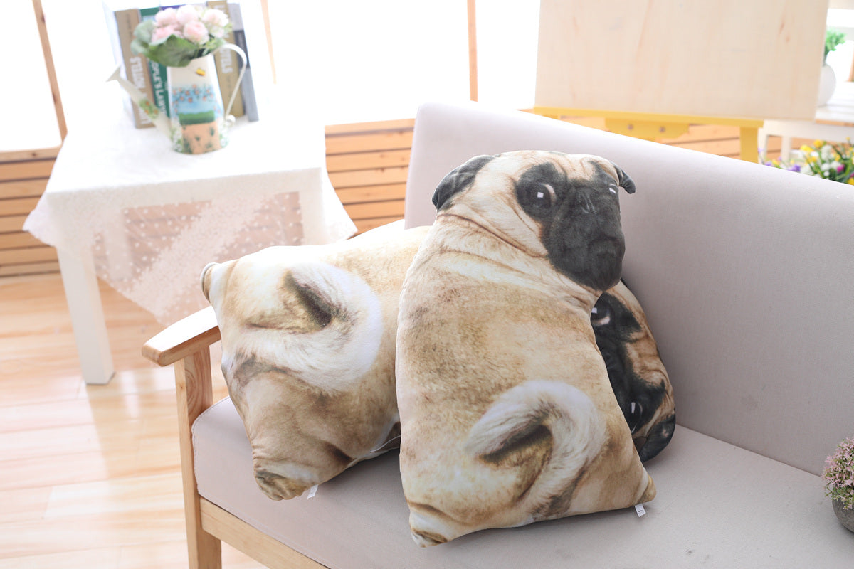 3D Simulation Bell dog Plush Toy Pillow Real Life Doll Funny Pug Dog Doll Nap Soft Sofa Pillow - Minihomy