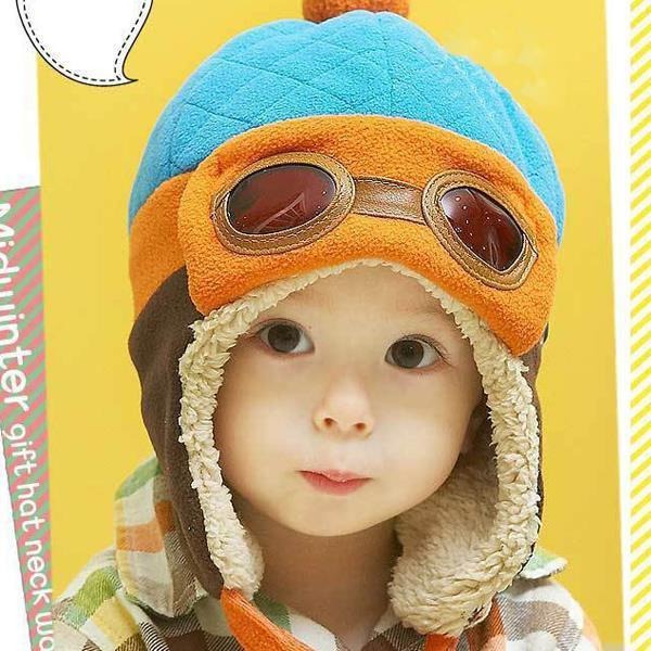 Cool Baby Hats Boys Girls Pilot Aviator Hat Winter Cotton Warm Ear Cap - Minihomy