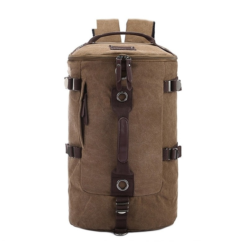 Large Capacity Travel Mountaineering Backpack Bags Canvas Bucket Shoulder Bag - Minihomy