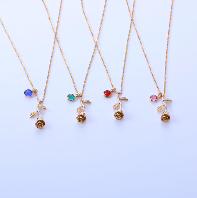 Personality rose birthstone necklace - Minihomy