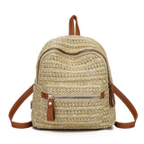 Straw Backpacks Women Mini Shoulder Bag  Beach Satchel Schoolbags