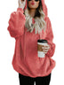 Plus Size Fall Winter Long Sleeve Plush Hooded Shirt Warm Sweatshirt - Minihomy