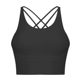 Solid Color Thin Shoulder Strap Sports Bra For Women