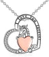 S925 Sterling Silver Horse Necklace Heart Pendant Jewelry Gift for Women Girls