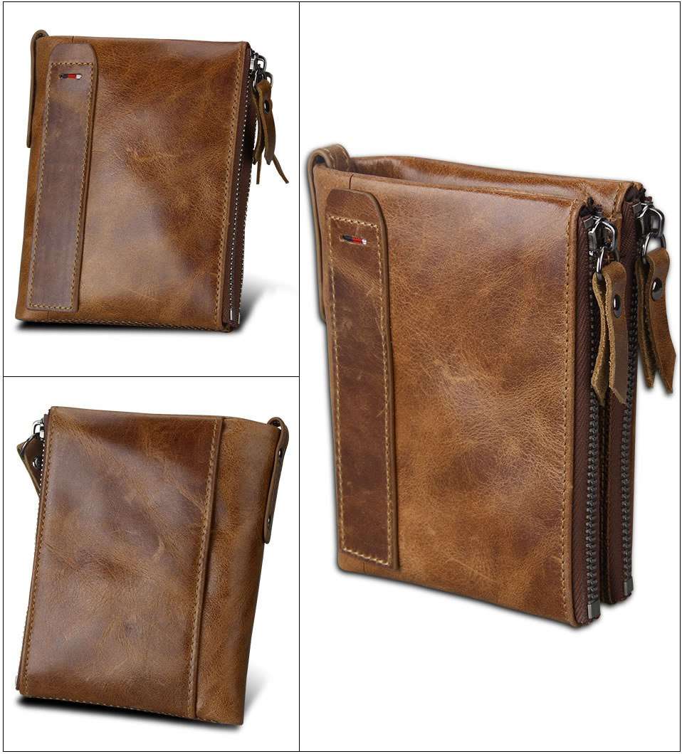 Men's wallet Short men's wallet Anti-theft brush leather wallet men - Minihomy