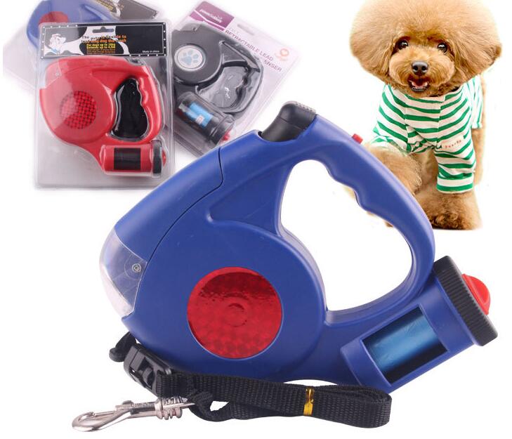 Three-in-one Retractable Dog Leash With Flashlight - Minihomy