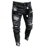 White High-end Denim Men's Trousers Trend Black Slim Jeans Men