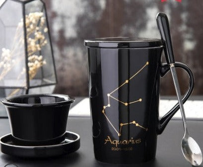 Creative cup ceramic with lid spoon tea cup filter - Minihomy