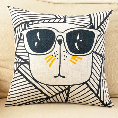 Cool Cat Cartoon Cushion Cover Lovely cartoon couch pillowcase - Minihomy