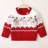 Boys and girls knitted cartoon Christmas elk sweater - Minihomy