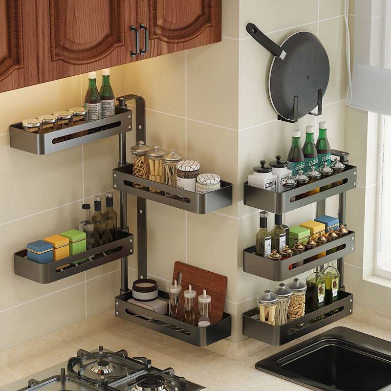 Kitchen Shelf Corner Rotation Seasoning Rack Wall Hanging Rotary Storage - Minihomy