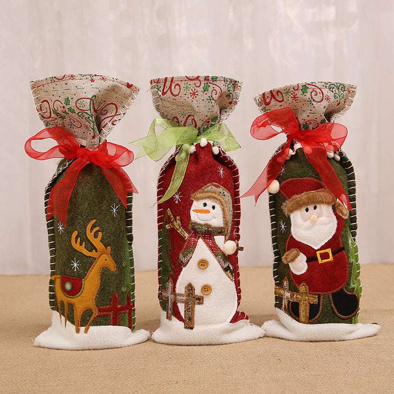 Cover Gift Holders Bags Snowman Santa Claus Xmas Decoration - Minihomy