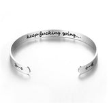 Mantra Bracelet with Quotes Stainless Steel Cuff Inspirational Jewelry Graduation Gift - Minihomy