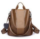 Soft leather backpack female large capacity retro wind backpack