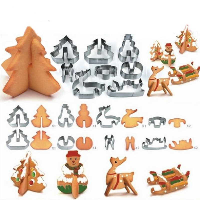 8/18-piece Set Gingerbread House Stainless Steel Christmas Scenario Cookie Cutters Set Biscuit Mold Fondant Cutter Baking Tools - Minihomy