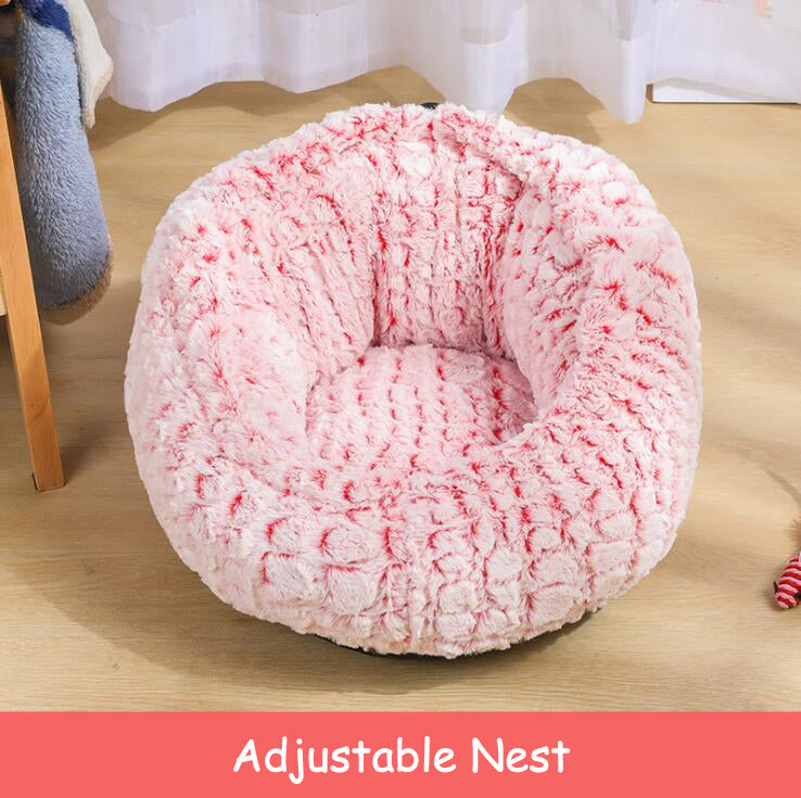 Pet Bed Soft Non-Slip Plush Kennel Round Cat Dog Nest Cushion - Minihomy