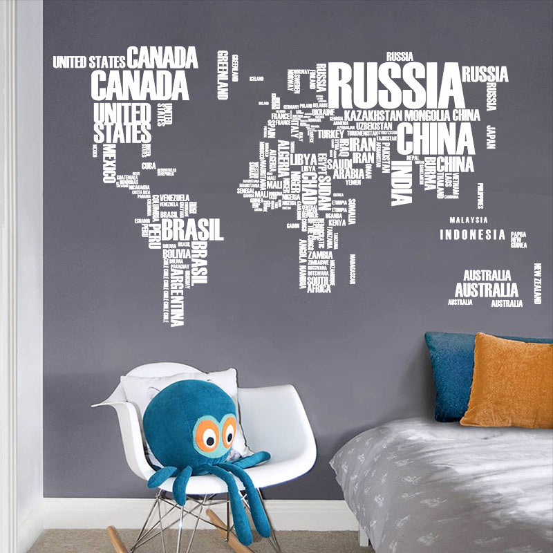 animal world map wall stickers for kids rooms living room home decorations decal mural art diy office wall art - Minihomy