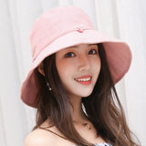 Solid Color Cotton And Linen Fisherman Hat Basin Hat Folding Hat Women